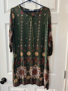 zeagoo Olive Green Floral Medallion Dress